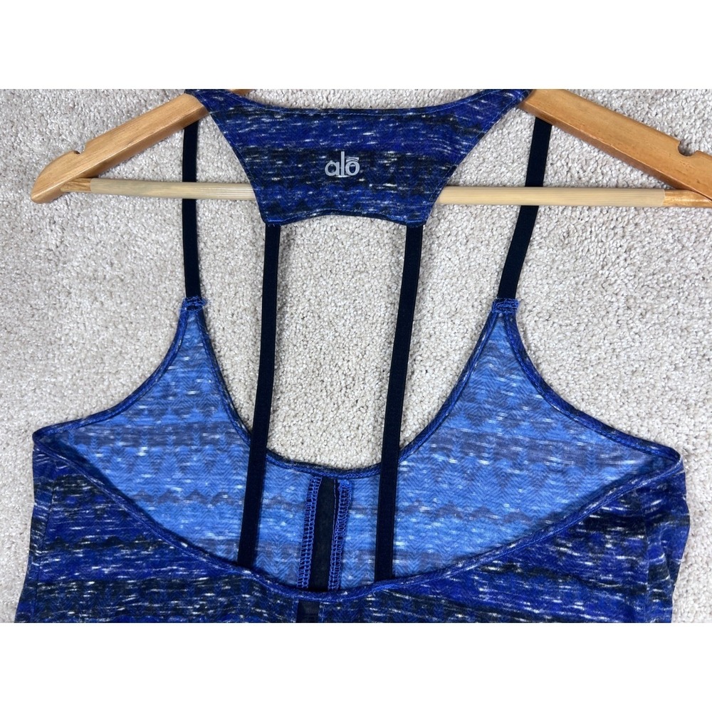 ALO Tank Top Racerback Athletic Strappy Workout Blue‎ Black Heathered Yoga Gym S - Picture 4 of 9